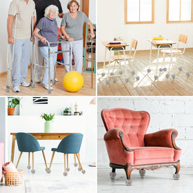 Macarrie desk leg protectors fit most legs and prevent scuffs.