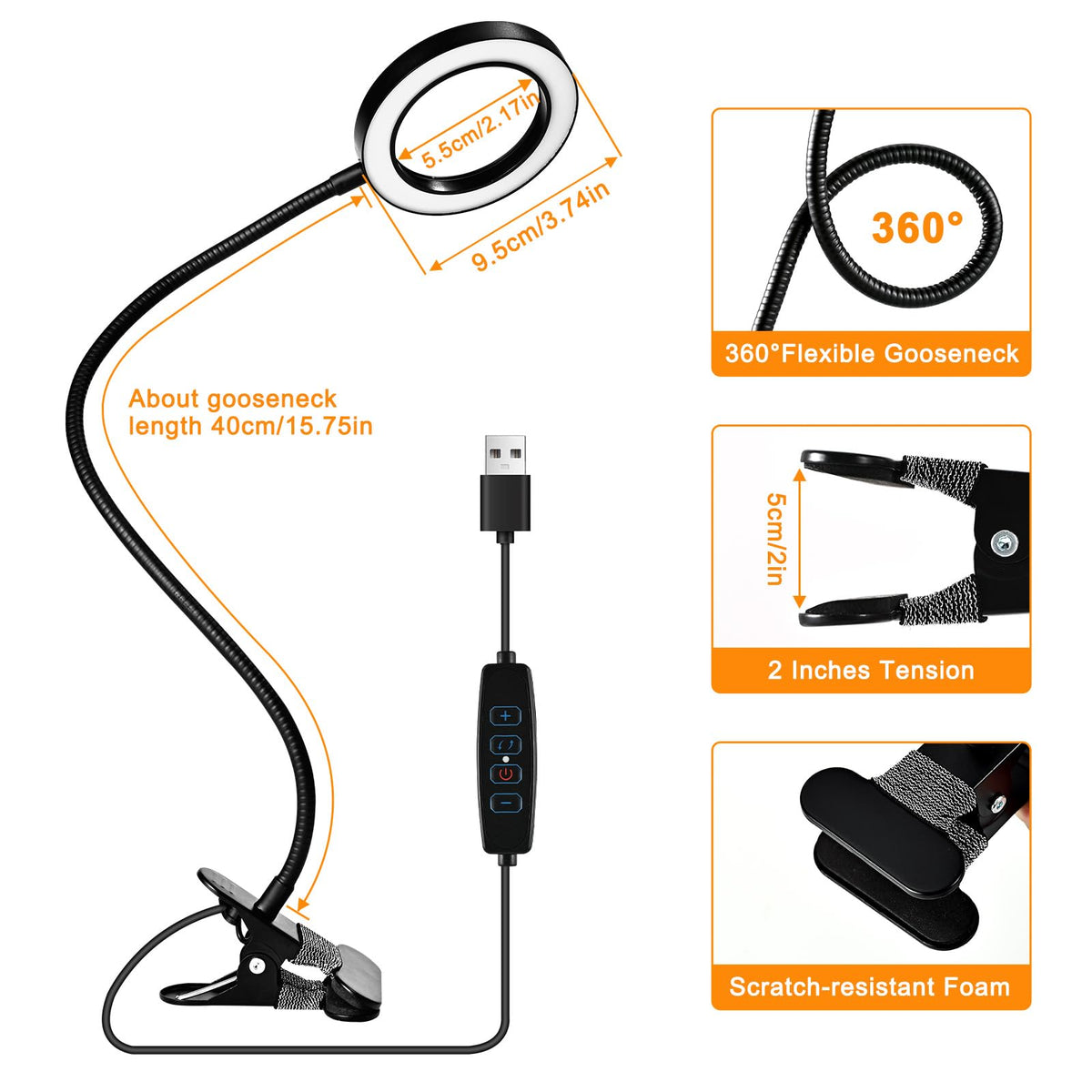 MACASA 10 brightness levels offer glare-free illumination