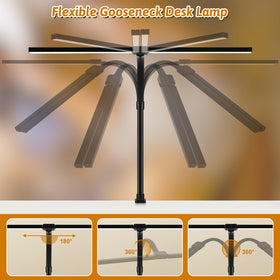 MACASA LED Desk Lamp extendable gooseneck offers precise angle adjustment.