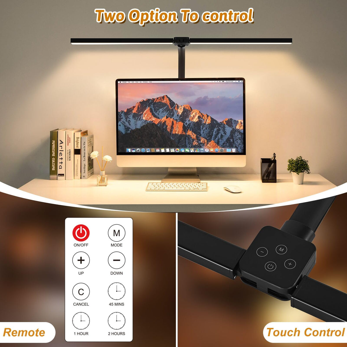 MACASA LED Desk Lamp remote control allows easy color and brightness control.