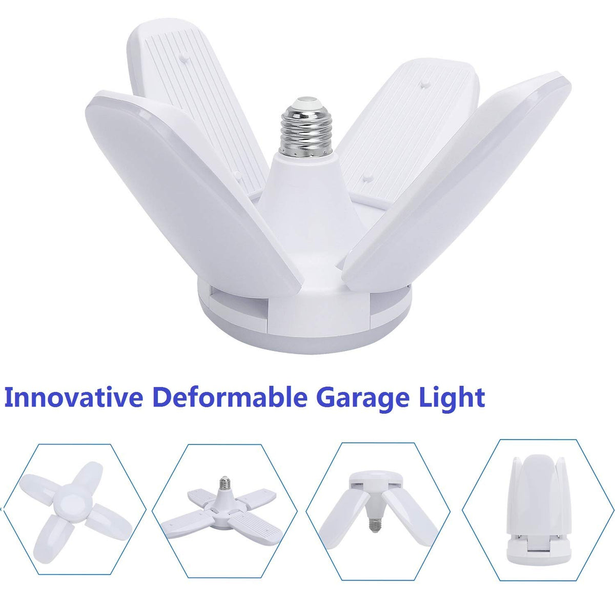 macgo ceiling-mounted 60w garage light delivers bright 6000lm illumination.