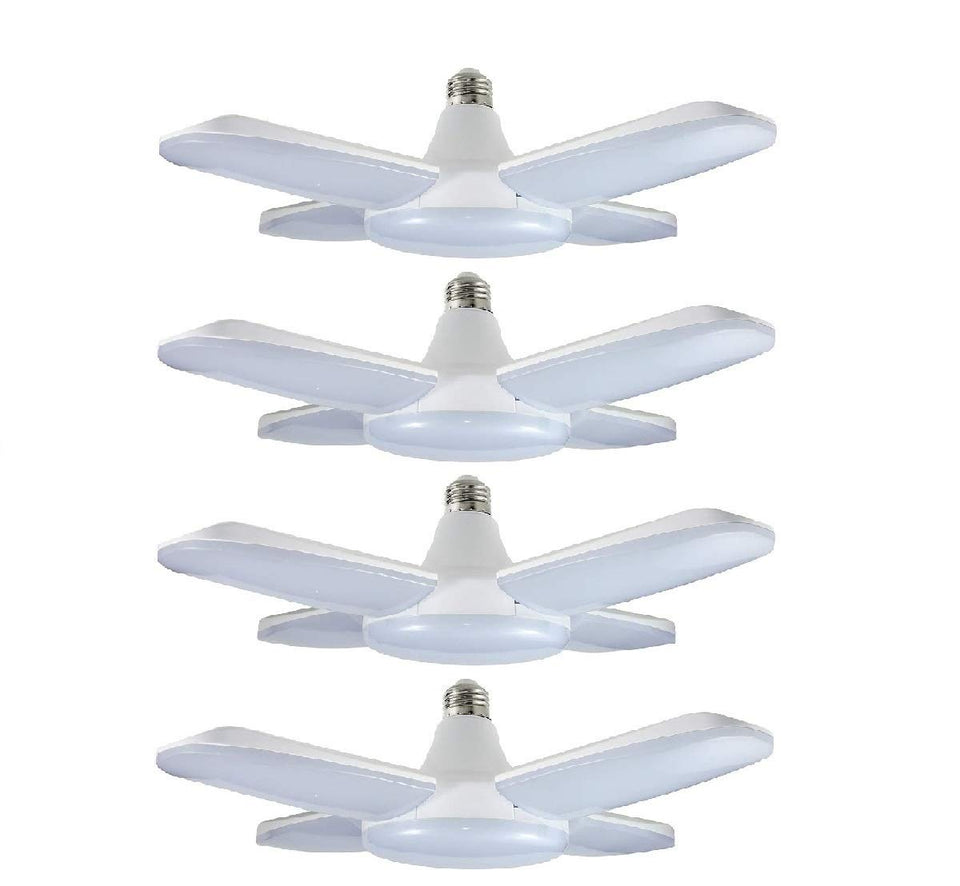 macgo four-pack led garage lights ready for quick installation and upgraded visibility.