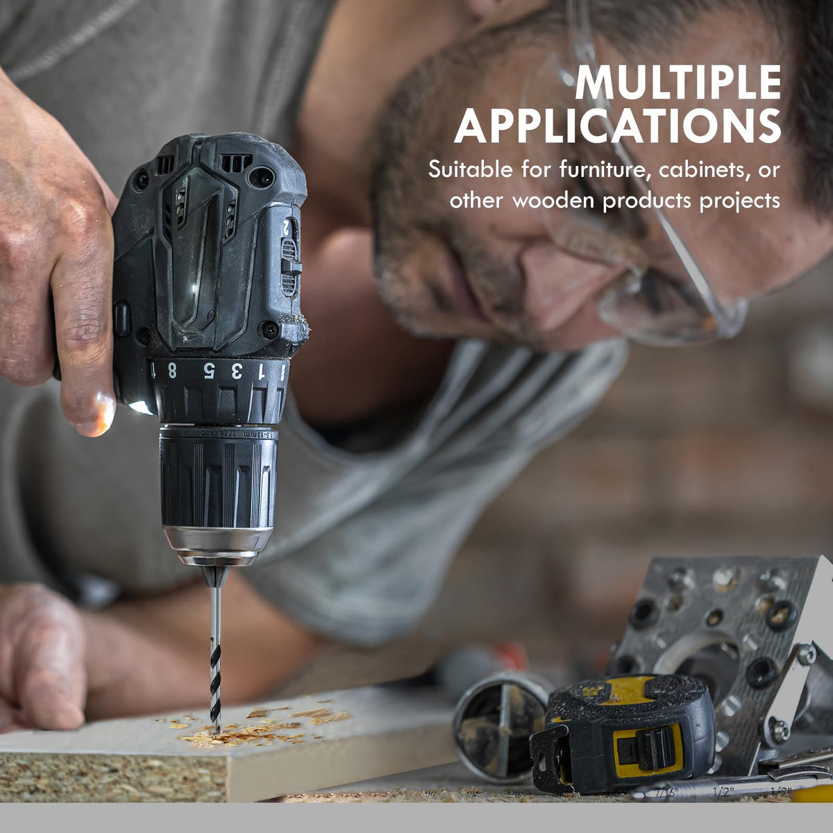 In use example: MACXCOIP bits drilling deep into hardwood smoothly.