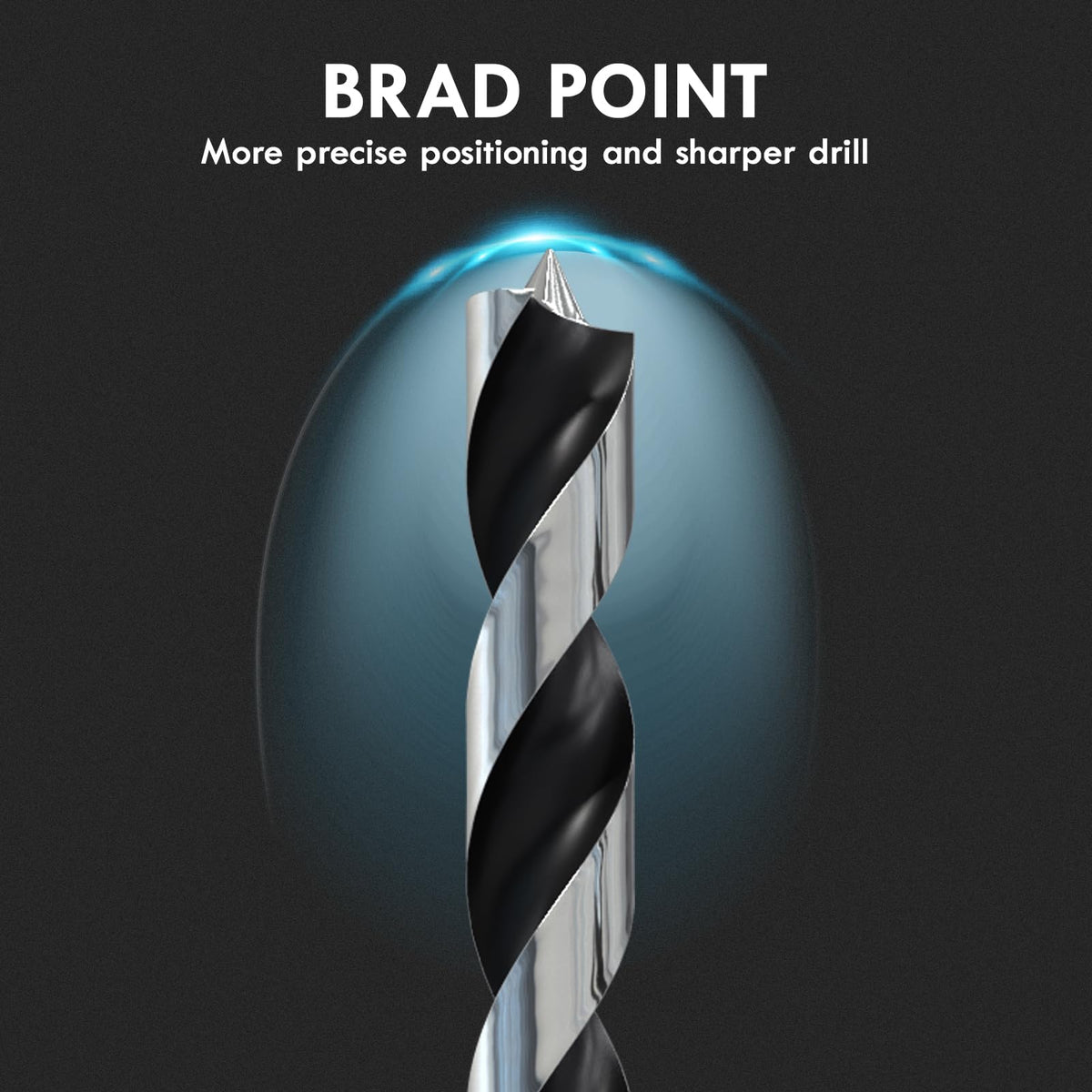 MACXCOIP Brad Point set shows size range ideal for versatile woodwork tasks.