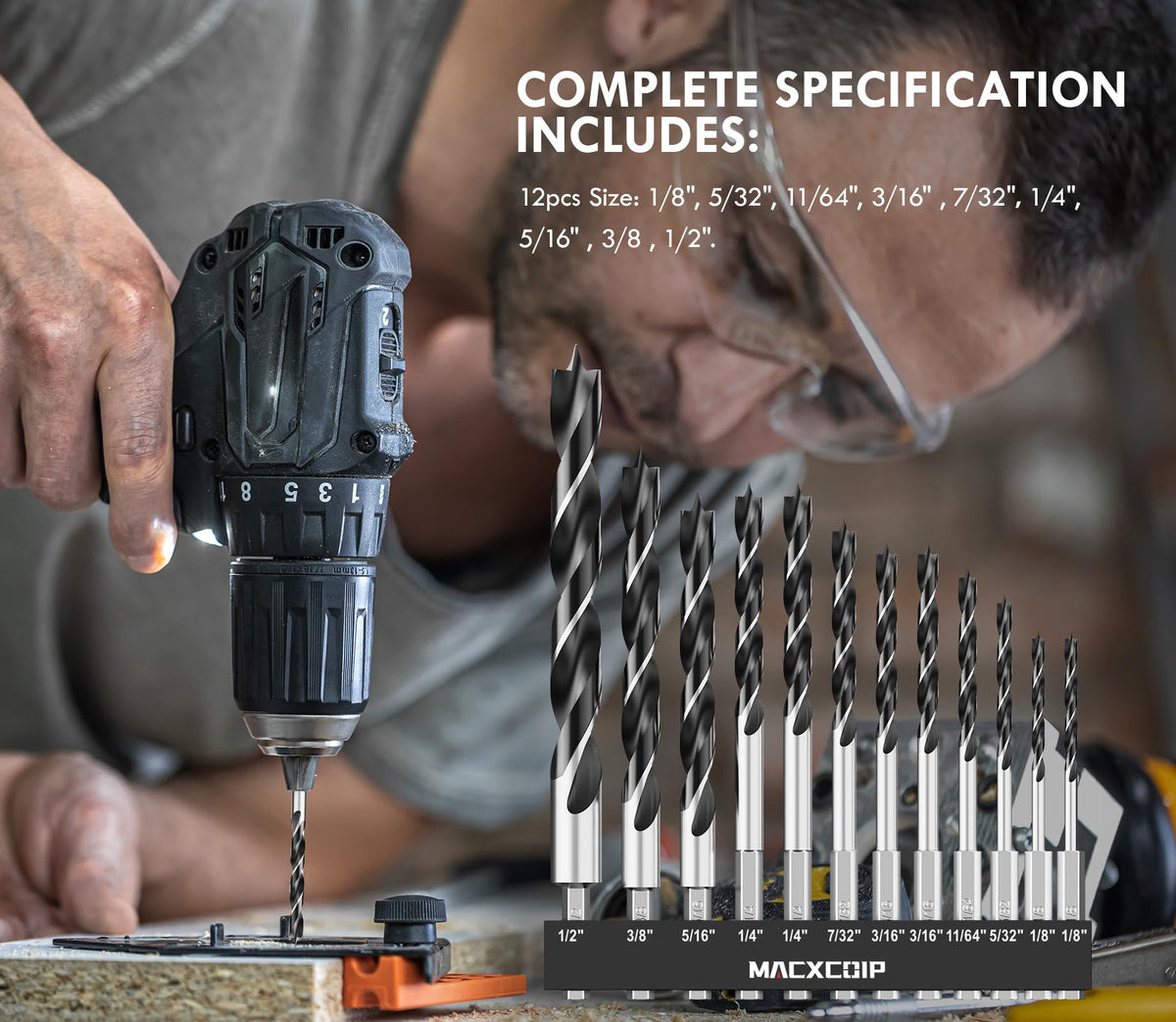 MACXCOIP hex shank design ensures secure grip in standard drill chucks