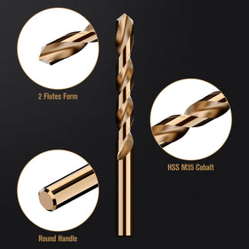 MACXCOIP cobalt drill bits stored in a sturdy box for easy access