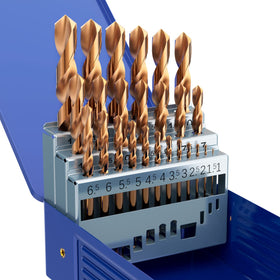 MACXCOIP Metric 25Pcs drill bit set in case for precise drilling.