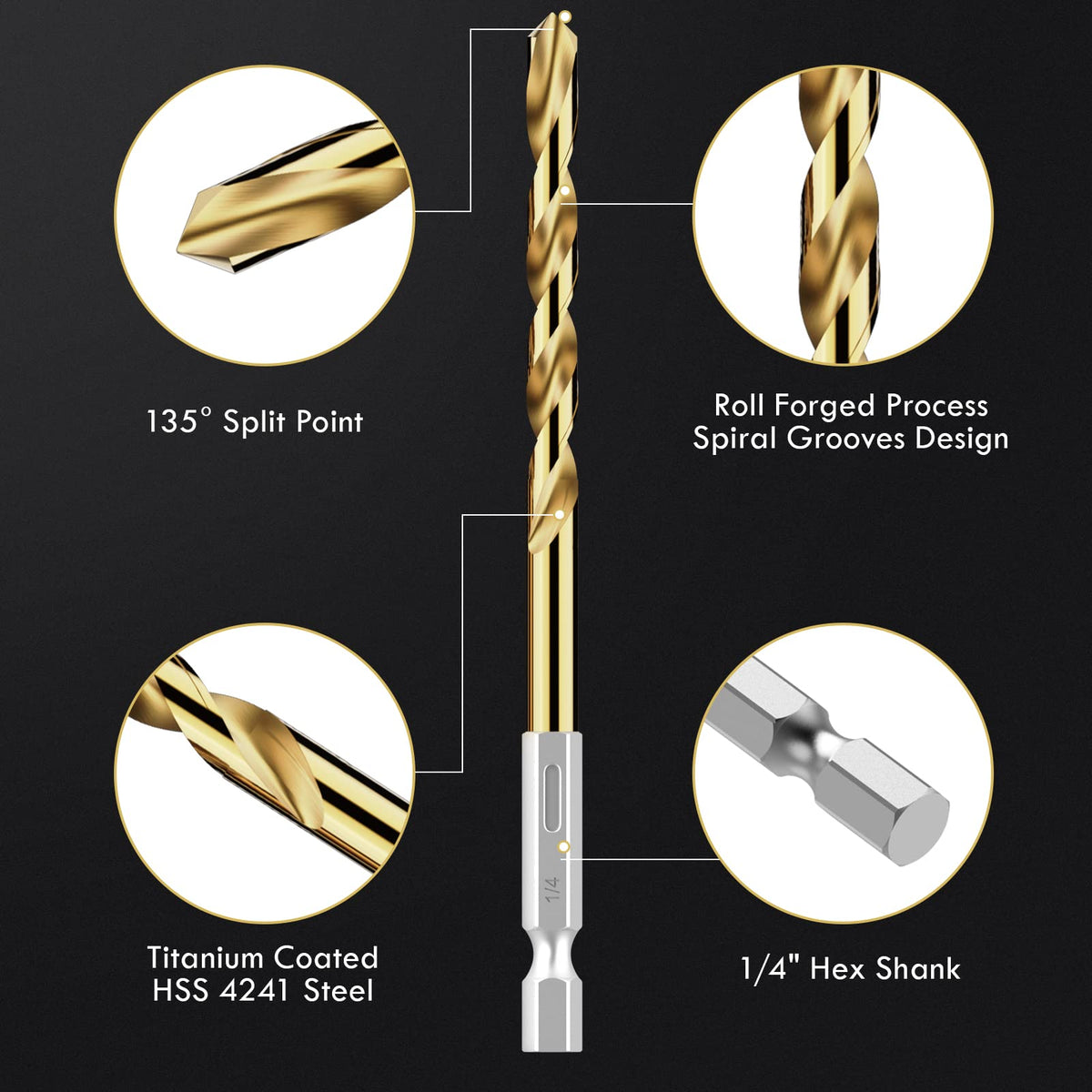 MACXCOIP titanium-coated drill bits cutting through wood smoothly