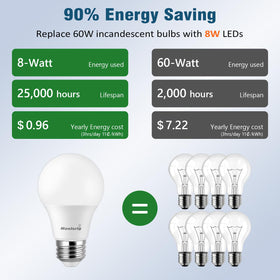 Maelsrlg A19 bulb with 90 CRI clarity reveals true colors