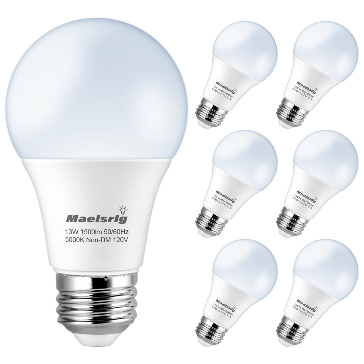 Maelsrlg A19 LED bulb shows 1500lm daylight 5000K for bright kitchen tasks