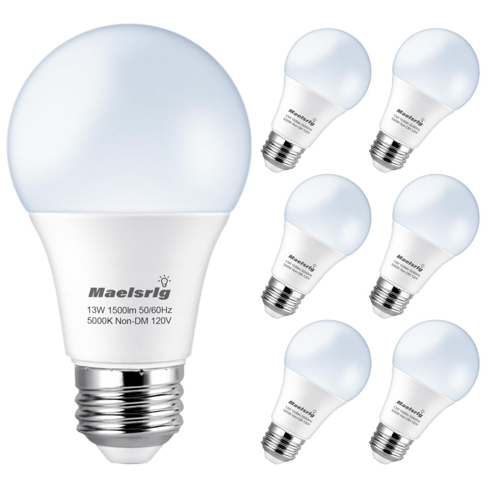 Maelsrlg A19 LED bulb shows 1500lm daylight 5000K for bright kitchen tasks