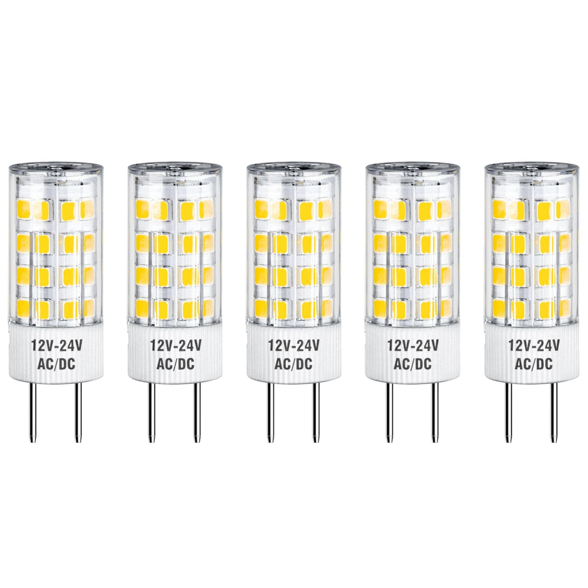 Maelsrlg GY6.35 LED bulb pack of five, compact 4W design for energy savings.