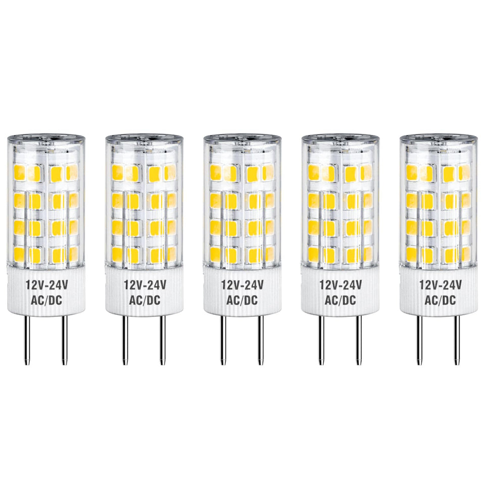 Maelsrlg GY6.35 LED bulb pack of five, compact 4W design for energy savings.