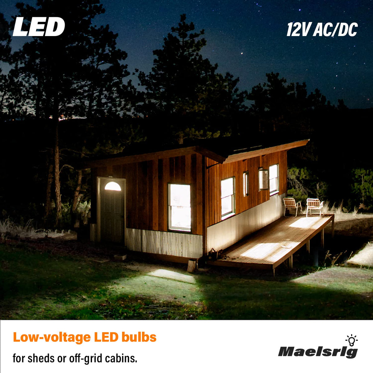 Maelsrlg LED 12V bulb in shed workshop energy-saving lighting