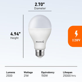 Maelsrlg long-life bulb lasts up to 25,000 hours for fewer replacements.