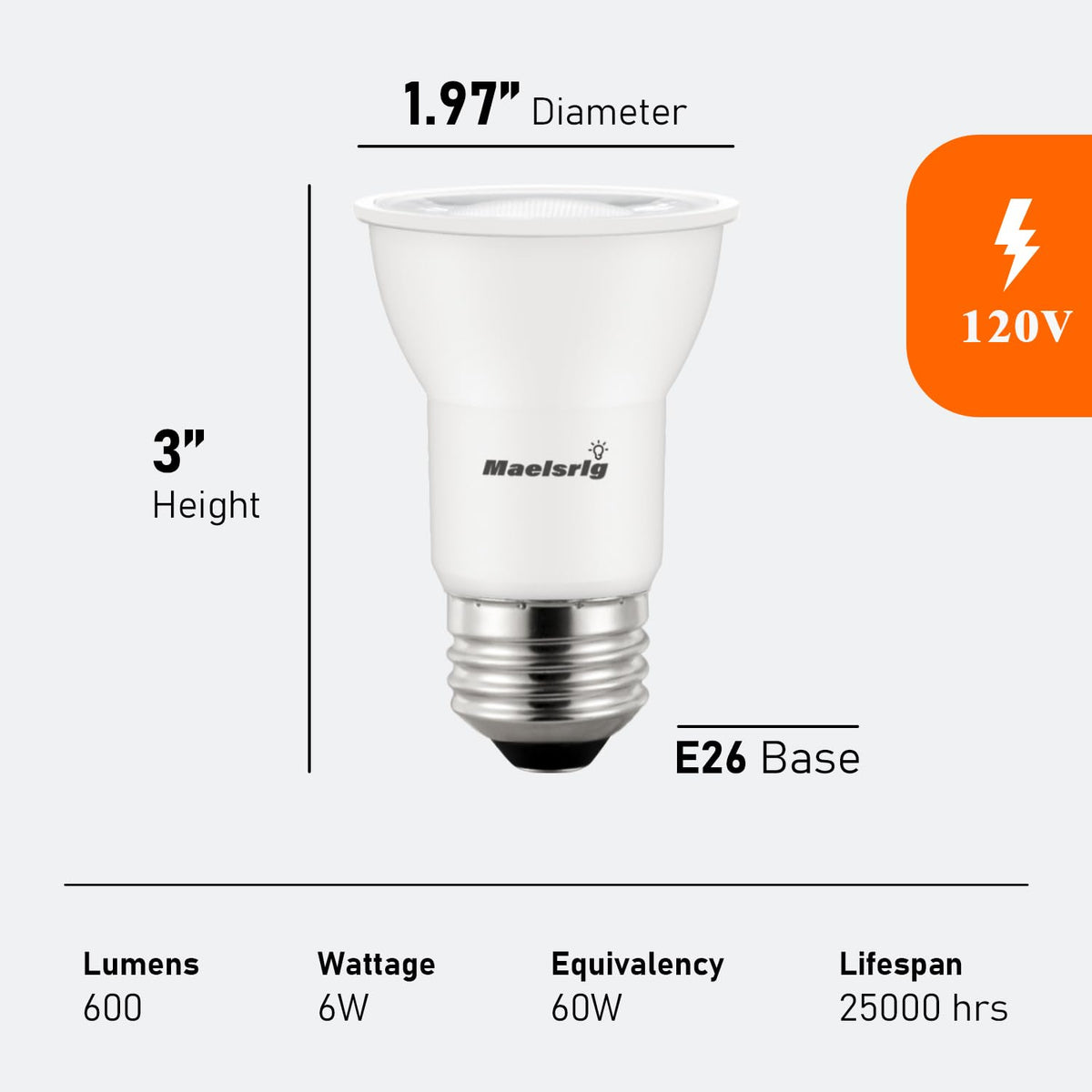 Maelsrlg PAR16 LED dimmable 40° beam ideal for highlighting artwork or cabinets