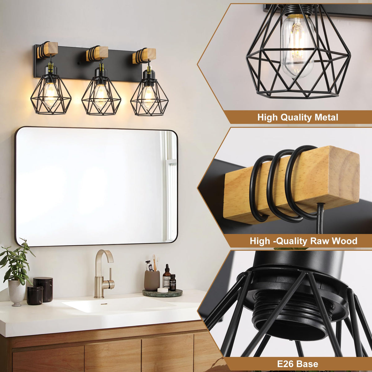 Maesta vanity light above mirror provides balanced illumination for routines