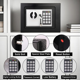 Maeston compact safe interior view ready for cash and jewelry