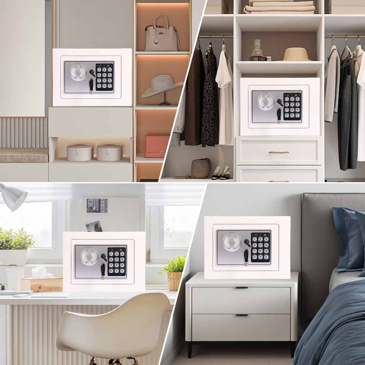 MAESTON mini safe on desk demonstrates discreet home office storage