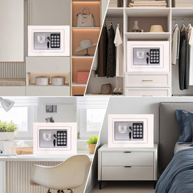 MAESTON mini safe on desk demonstrates discreet home office storage