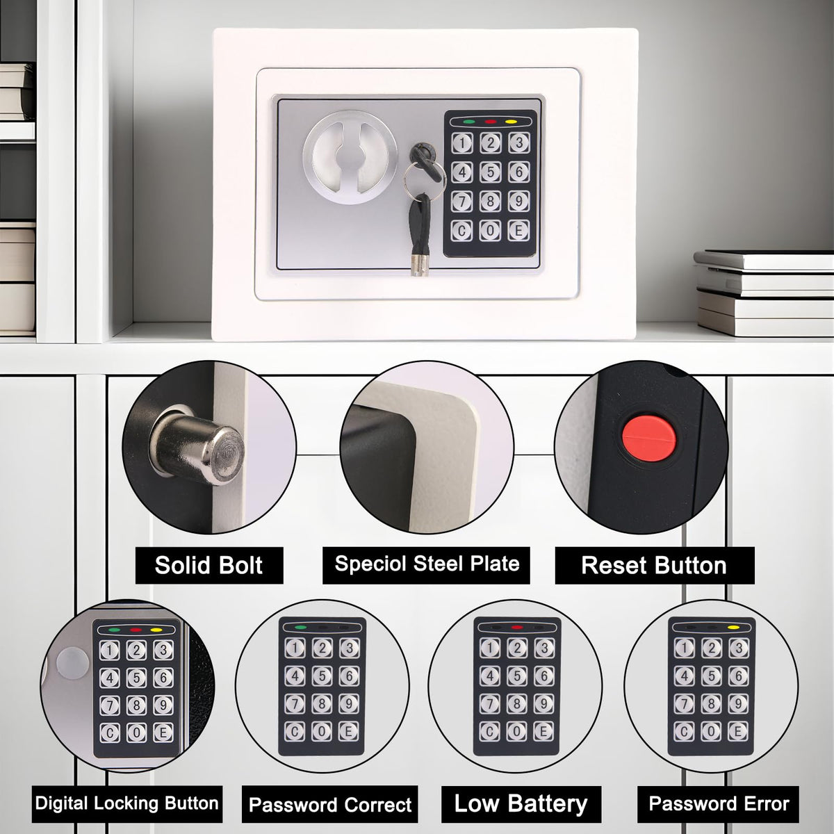 MAESTON mini safe open inside shows organized space for valuables