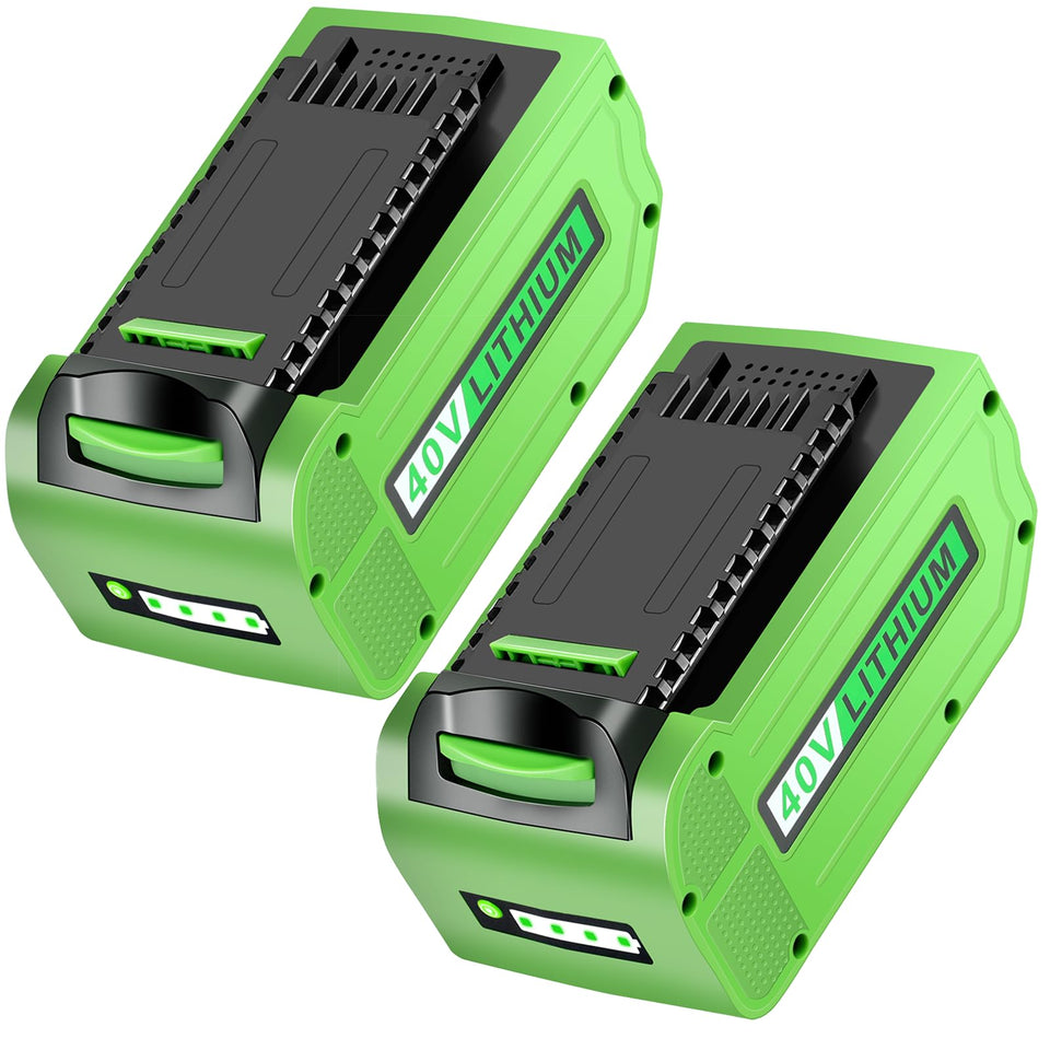 MAFACBAC 40V battery two-pack front view for Greenworks tools.