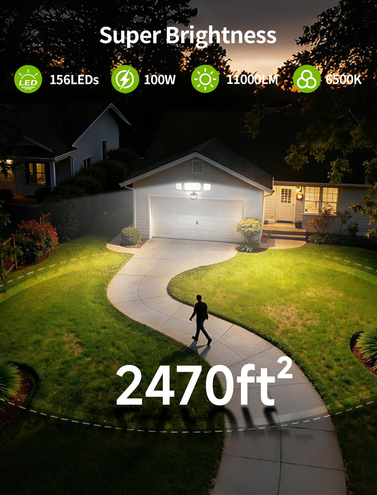 MAGAGUVU motion sensor in action with detection range demonstrated at night.