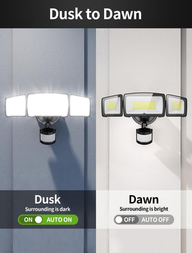 MAGAGUVU three-head design enabling wide-area lighting coverage for yard safety.