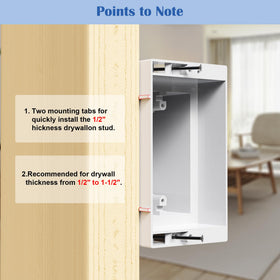 Magaliyo recessed outlet box supports cable TV setup with a clean look.