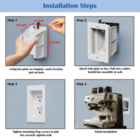 Magaliyo recessed outlet box features a flush wall design for seamless finish.