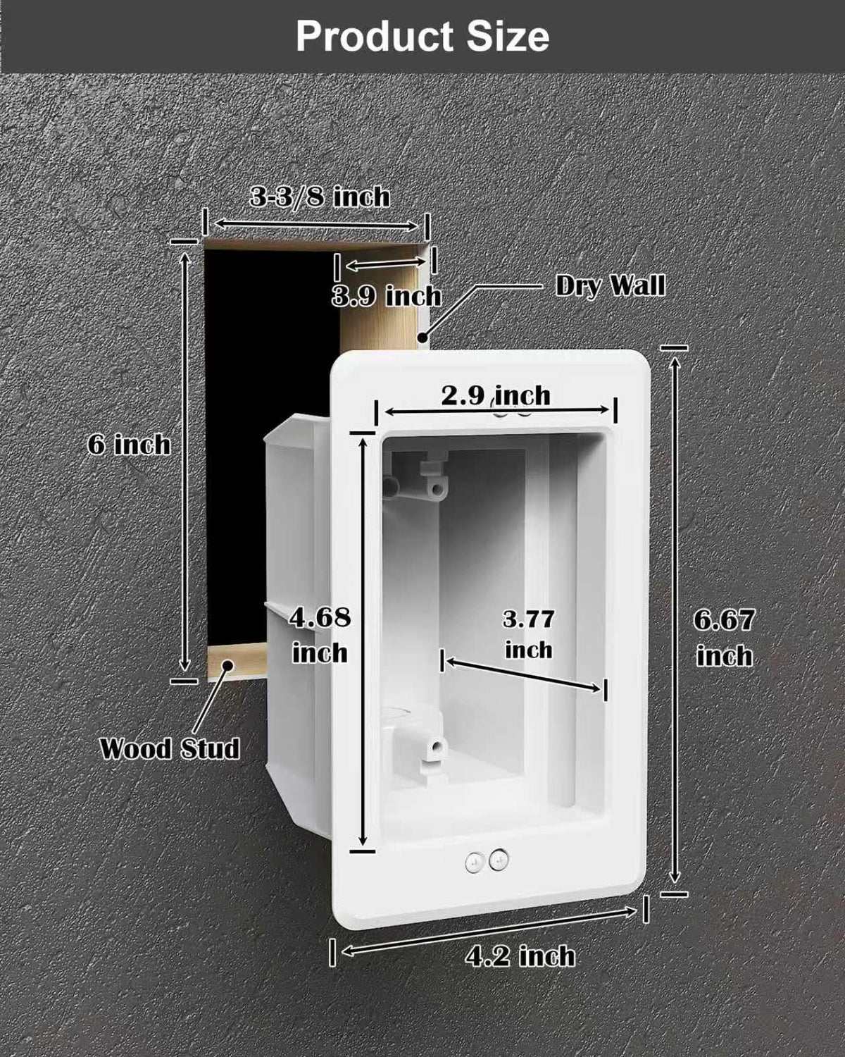 Magaliyo recessed outlet box organizes phone and data lines neatly.