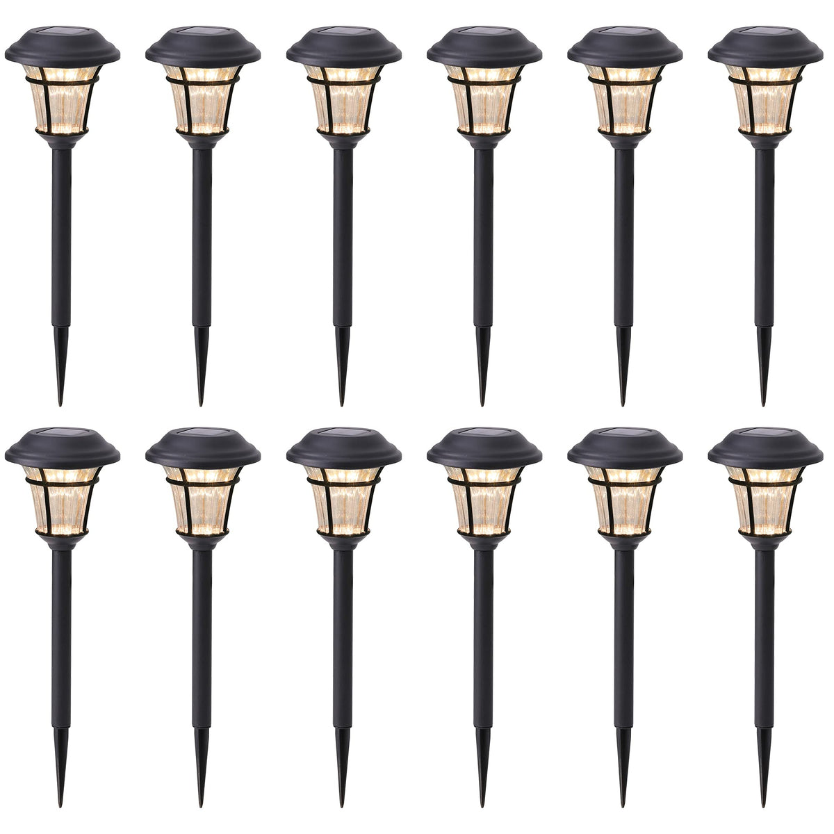 MAGGIFT solar pathway light glowing warm white along a garden path for ambiance.
