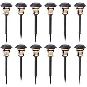 MAGGIFT solar pathway light glowing warm white along a garden path for ambiance.