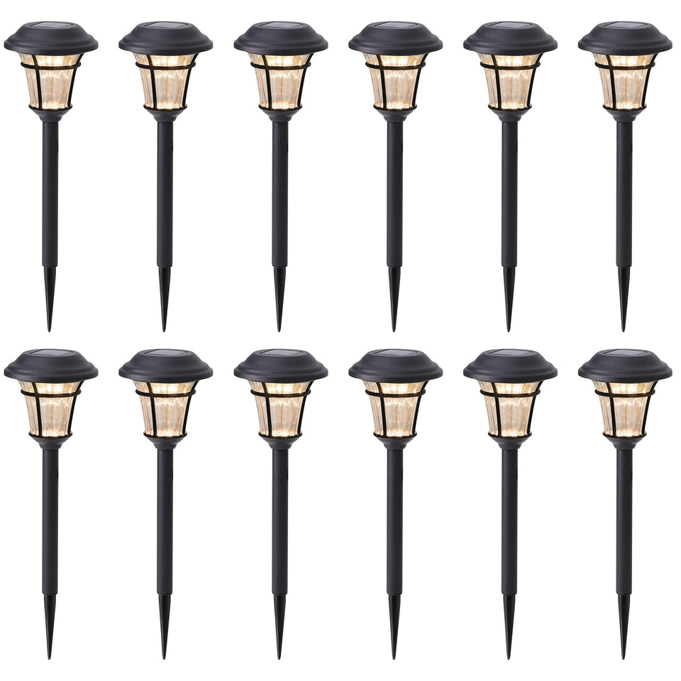 MAGGIFT solar pathway light glowing warm white along a garden path for ambiance.