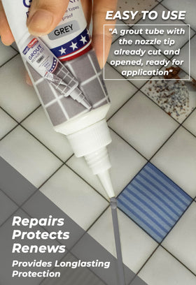 Magic Chems grout repair kit in bathroom demonstrates fast-drying fill