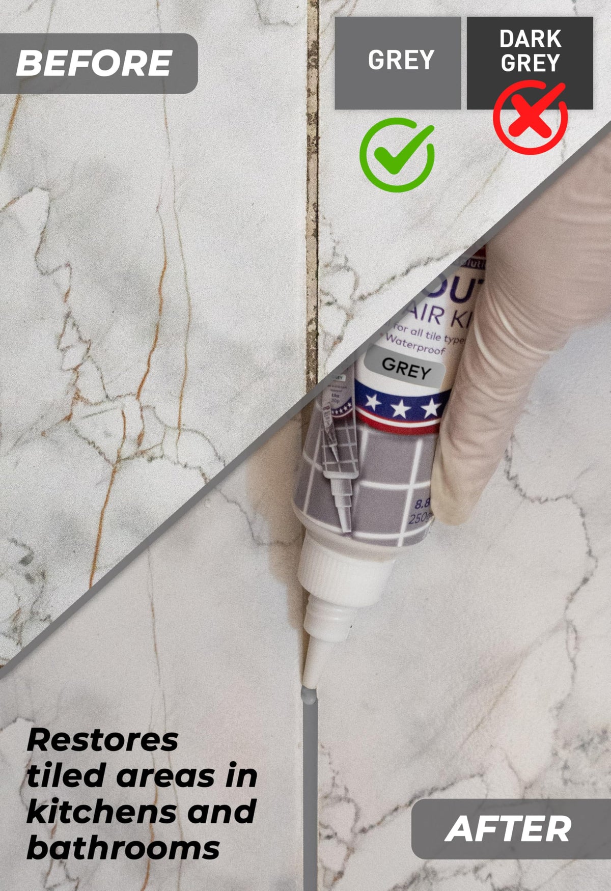 Magic Chems grout repair kit tools included for seamless repair