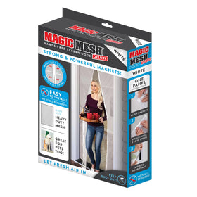 Magic Mesh Deluxe white 39x83 door panel setup demonstrating quick installation