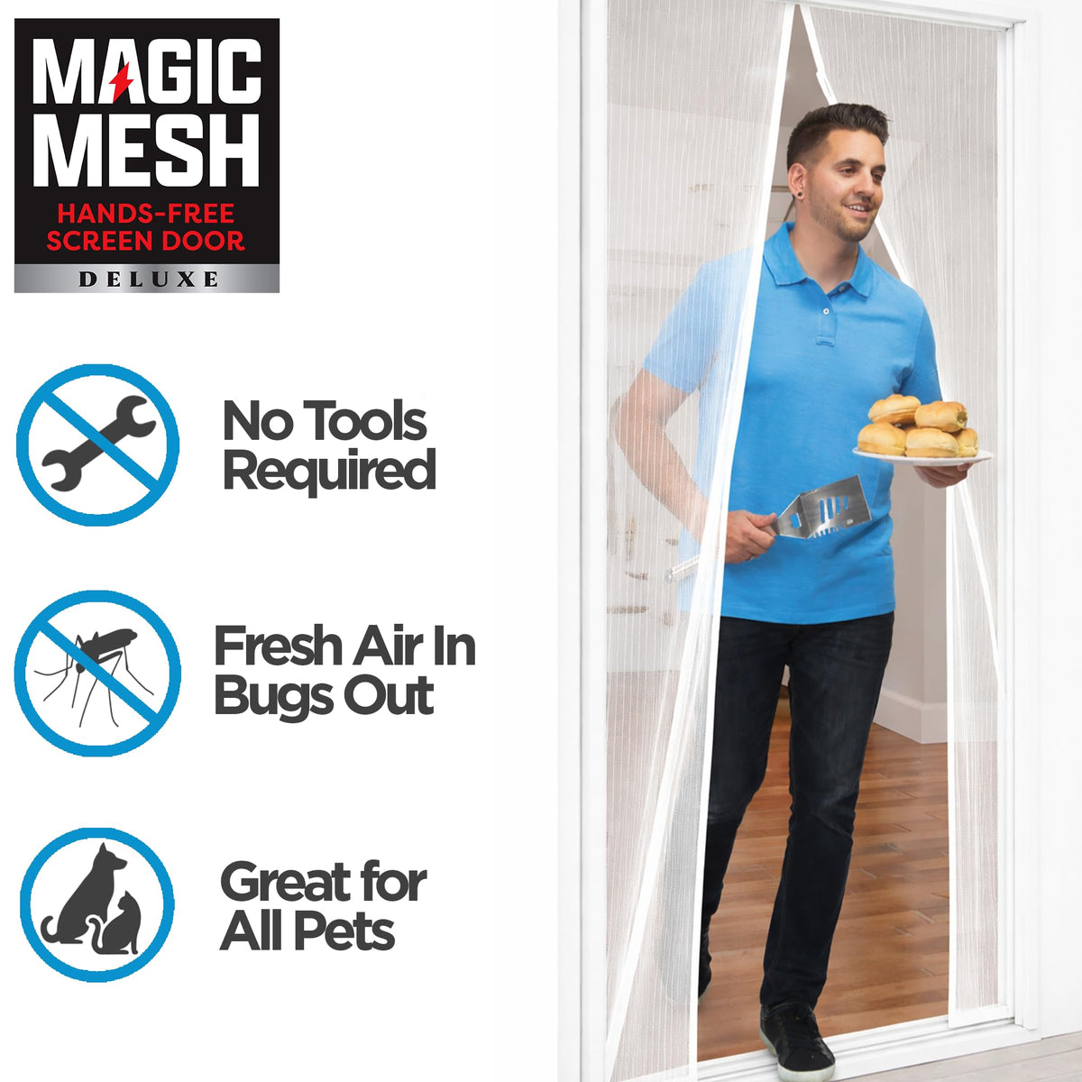 Magic Mesh Deluxe easy-install kit with strips and tacks for secure setup