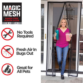Magic Mesh Elite bug screen door in use with fresh air flow.