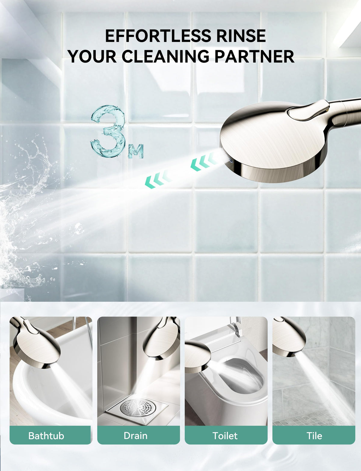 Magichome 59 inch stainless hose extends reach in the shower