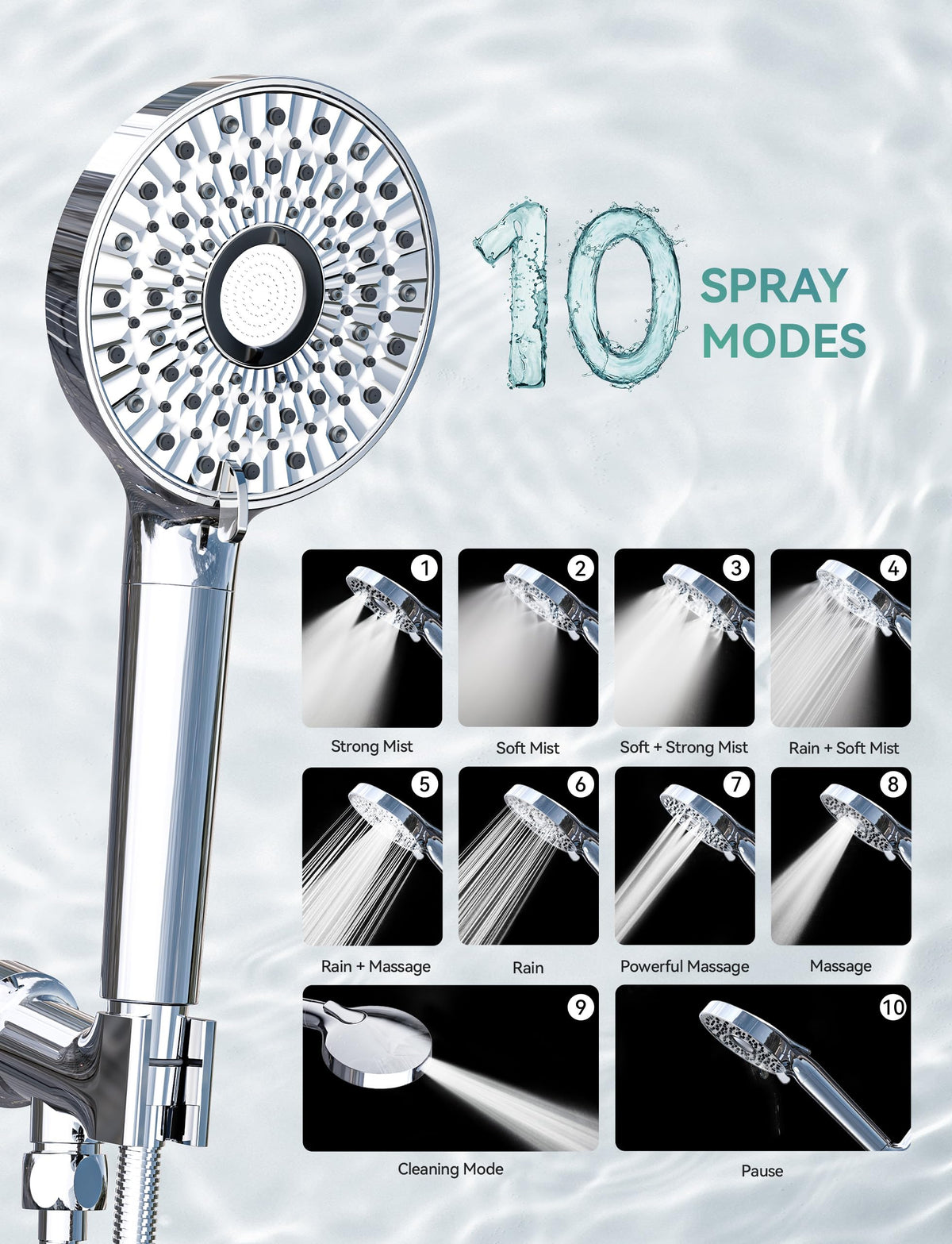 Magichome filtered shower head 59-inch hose extended reach for bath time