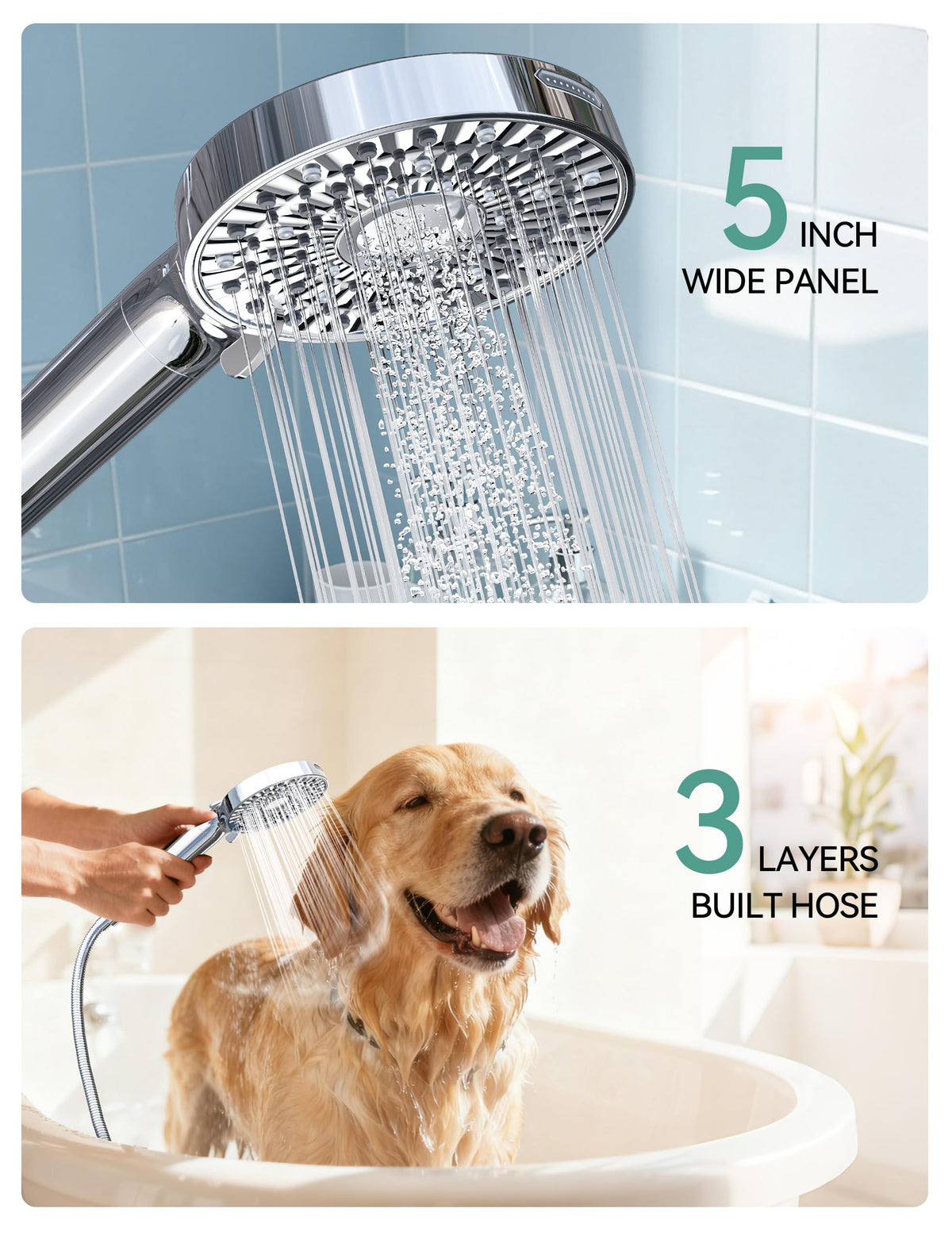 Magichome filtered shower head wide panel offers comfortable spray coverage