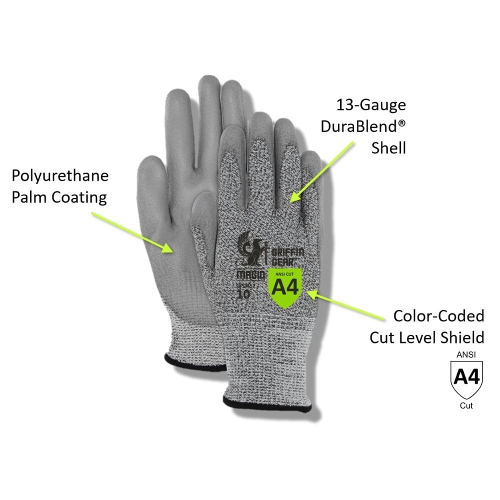 MAGID Griffin Gear gloves foam nitrile palm coating channels oils for secure grip