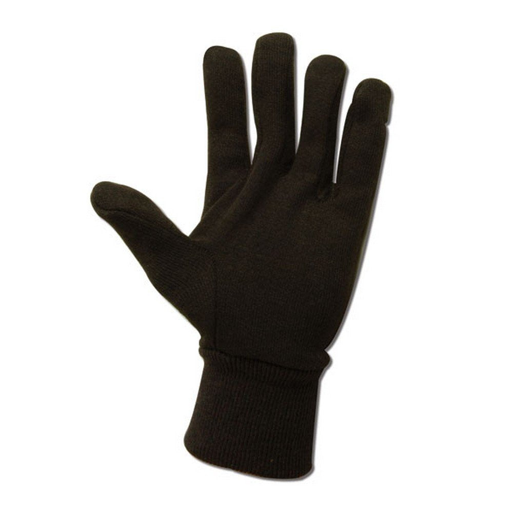 MAGID JerseyMaster dark brown gloves showing clute-cut design for improved dexterity.