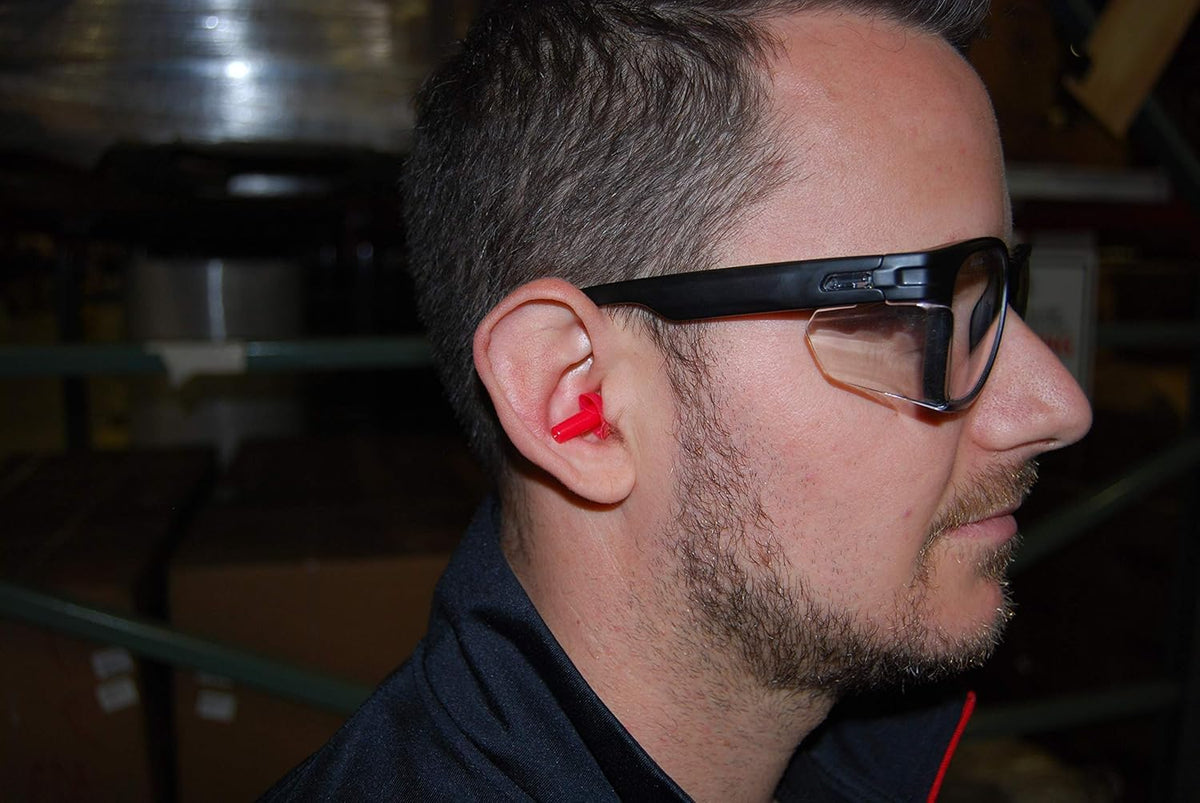 Closeup of MAGID Y50 side shields for added protection while maintaining full vision.