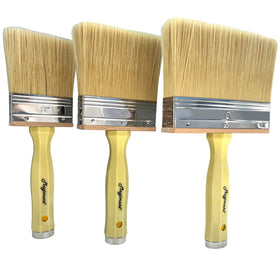 Magimate deck stain brush 3-inch in use delivering smooth, even coverage.