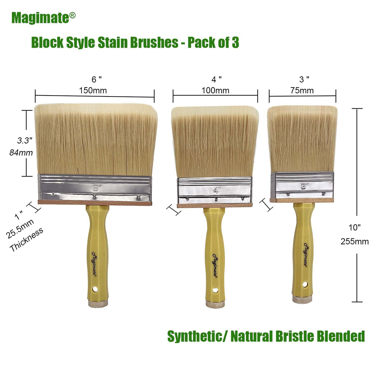 Magimate deck stain brush 4-inch applying even coats on fencing.