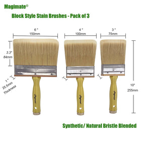 Magimate deck stain brush 4-inch applying even coats on fencing.