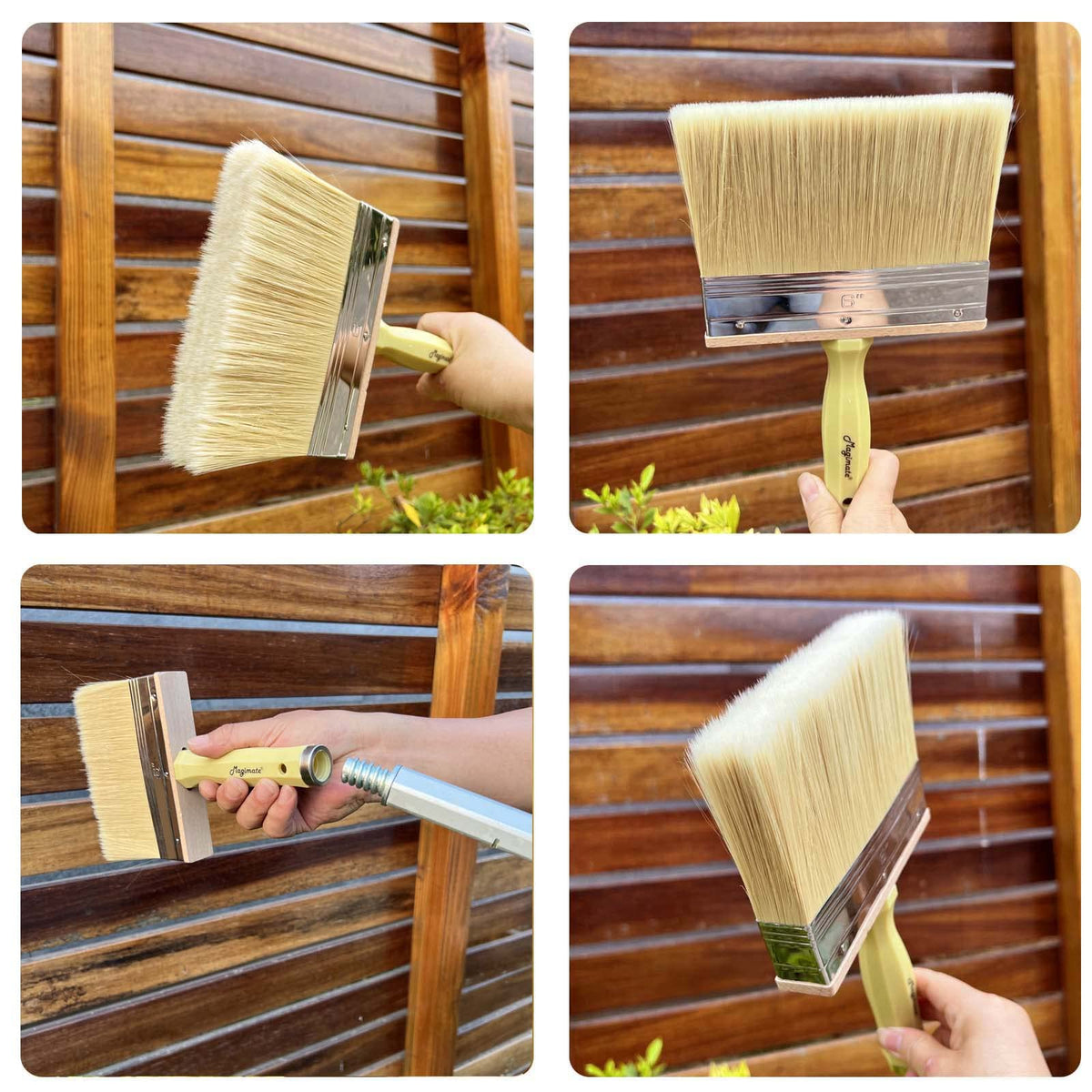 Magimate deck stain brush 6-inch covers large areas quickly and evenly.