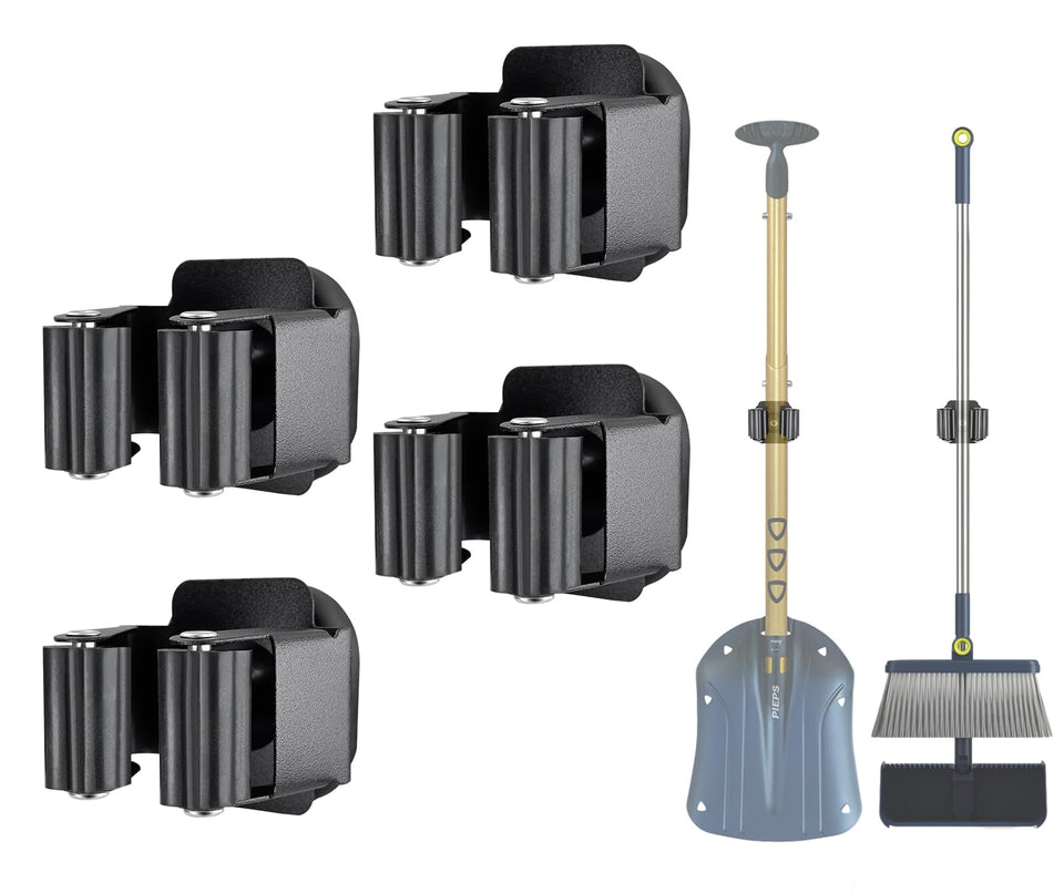 MagitcSee broom holder over door mount keeps brooms organized and accessible.